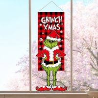 Grinch Christmas Decorations Merry Christmas Banner Indoor Home Decor of Porch Door Hanging Flag