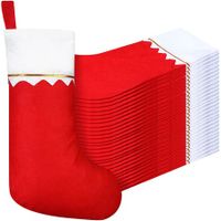 24 Pcs Felt Christmas Stockings 38CM Party Favors Stockings Xmas Decoration Stockings Rustic Christmas Santa Stockings (Red)