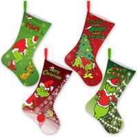 4 Pack Grinchs Christmas Stockings,47cm Large Stocking Christmas Bulk Grinchs Christmas Decorations Grinches Decor Ornaments Holiday Home Indoors