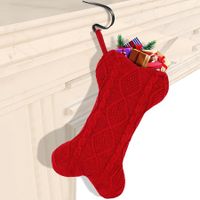 Dog Christmas Stocking with Mantle Holders,18" Large Bone Shaped Hanging Christmas Stocking for Dogs Cats Pets (Red)