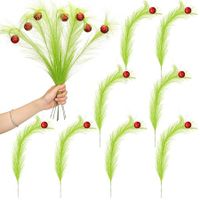 8 Pcs Christmas Tree Topper 17In Red Green Curly Stems Lime Green Curly Xmas Tree Pick Elf Ornaments Stems for Christmas Tree Topper Home Office Wreath Craft Decorations