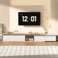 Extendable TV Stand Unit Storage Cabinet Entertainment Television Console Table Media Centre Bench 4 Drawers 180 to 270cm