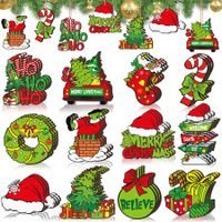 36 Pcs Christmas Wooden Ornaments Lime Green Red Tree Ornaments Decorative Holiday Wood Cutouts Slices Tag Label Hanging