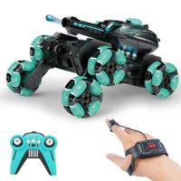 Remote Control Gesture Sensor Car, RC Stunt Tank with Light, 360 Degree Rotation, Fire Water Bullets, Toy Gift for Kids, Green