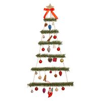 Christmas Wall Hanging Decoration with Red Fruit Luminous Non Woven Christmas Tree for Indoor Outdoor Holiday Scene