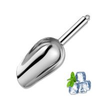 Metal Ice Scoop,Kitchen Ice Scooper for Ice Maker,Small Food Scoops for Bar Party Wedding Pet Dog Food,Stainless Steel Silver