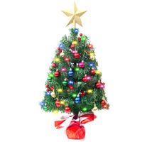 45cm Tabletop Christmas Tree, Artificial Mini Xmas Pine Tree with LED String Lights and Ornaments,Christmas Decoration Tree Decor