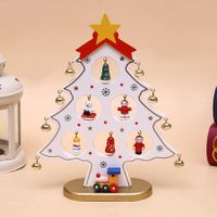 1 Pack Wooden Christmas Tree Tabletop Decoration Mini Ornaments for Festive Desktop (White)