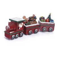 Christmas Decorations Train Ornaments Red Holiday Decor with Santa Resin Christmas Ornaments for Mantel Tabletop Shelf