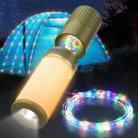 Portable Camping Lamp LED Tent Light with 15M RGB String Lights 2 in 1 For Outdoor Yard Garden Decoration Camping