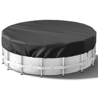 10 Ft Round Pool Cover,Solar Pool Covers for Above Ground Pools,Heavy Duty Winter Pool Cover Protector with Pool Accessories,PE Tarp Ideal for Waterproof and Dustproof (Black)