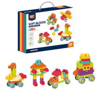 48PCS Soft Rubber Building Blocks Set Educational STEM Toys for Toddlers Sensory Stacking Blocks For Holiday Parties Christmas and Gifts