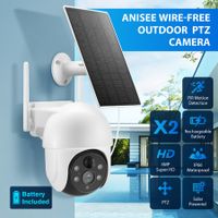 Solar Security Camerax2 Home Wireless Surveillance CCTV Outdoor Home System WiFi 4MP PTZ Remote 2 Way Audio Colour Night Vision