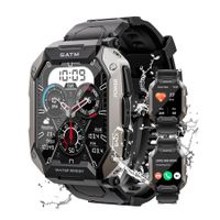 Smart Watches IP68 Waterproof,Answer/Make Calls,80 Days Extra-Long Battery Outdoor Tactical Smart Fitness Watch (Black)