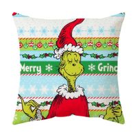 Christmas Grinchs Pillowcase Festive Decoration Sofa Bed Heads Pillow Pillowcase 45*45cm (Excluding Pillow Core)