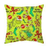 Christmas Grinchs Pillowcase Festive Decoration Sofa Bed Heads Pillow Pillowcase 45*45cm (Excluding Pillow Core)