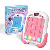 Interactive Rhythm Game Machine for Kids, Handheld Music & Light Puzzle Toy, Quick Push Pop Game (Pink)