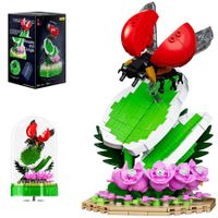 Ladybugs Insect Collection Building Set with Music Display Box Bouquet Set for Kids 8+ Office Home Decor DIY Blocks Toy