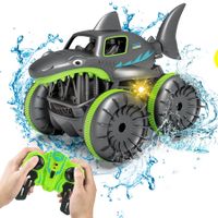 Amphibious Remote Control Car Shark RC Monster Truck with Light 360 Degree Spin Water and Pool Toys for Kids