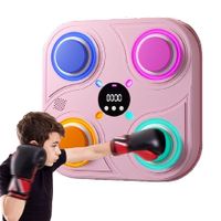 Music Boxing Machine, Adjustment No Punching Design RGB Light Rhythm Hitting Light Feedback, Electronic Fitness Boxing Machine For Kids (Pink)