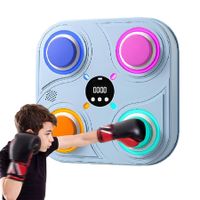 Music Boxing Machine, Adjustment No Punching Design RGB Light Rhythm Hitting Light Feedback, Electronic Fitness Boxing Machine For Kids (Blue)