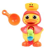 Red Bath Toys Set Rotatable Duck Waterwheel and Eyes Strong Sucker Water Scoop Fun Bath Time Accessories