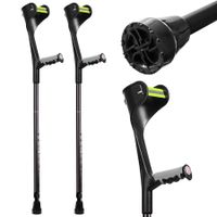 Forearm Crutches Pair,Lightweight Adjustable,ubber Handles,Comfortable Grip and Wear-Resistant,Non-Slip Forearm Crutches for Heavy Duty (Black,1 Pair)