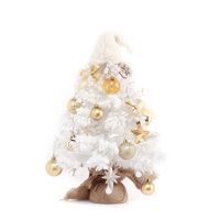 Small Tabletop Christmas Tree Lighted,Gnome Artificial Small Desktop Xmas Tree with Ball String Lights and Ornaments