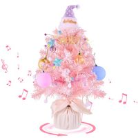 Mini Christmas Tree with Light and Music, Small Christmas Tree with Spinning Base  Tabletop Christmas Tree with DIY Xmas Decor