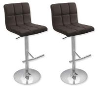 2 x PU Leather Padded Contoured Bar Stool Kitchen Furniture Chairs - Brown - FX-1063A_BRx2
