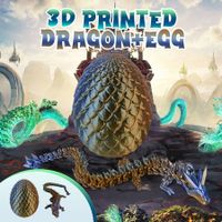 3D Printed Dragon Egg Articulated Crystal Fidget Toys Mystery Laser Printing Easter Birthday Christmas Gift for Autism Children Multicolour Model