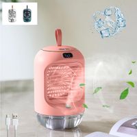 Portable Evaporative Air Cooler Fan, 3 Speed Mini Air Conditioner, Rechargeable with Night Light,for Office, Bedroom (Pink)