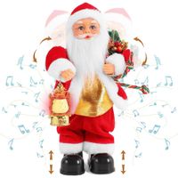 Electric Santa Claus Stuffed Plush Toy with Lighting Handheld Lamps for Kids Family Xmas Gift Decorations