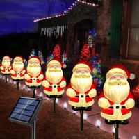 Solar Christmas Garden Stake Lights, Outdoor Waterproof Solar Santa Claus Garden Stake Christmas Pathway Lights for Christmas Decorations Garden Lawn Pathway Patio