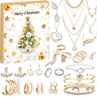 2024 Jewelry Advent Calendar for Women,24 Days of Christmas Advent Calendar Necklace Bracelet Earrings Ring,Xmas Surprise Jewelry Gift