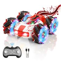 Remote Control Car,Drift Stunt Car,2.4 GHz,Double-Sided 360 Degrees Rotating RC Stunt Crawler,4WD Remote Control Car Toys,Ages 3+ (Red)