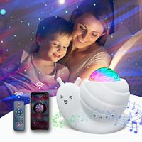 4 in 1 Aurora Galaxy Star Projector Night Light Snail Kid Night Lights for Bedroom with Remote/Music Bluetooth Speaker/Colors Changing(White)