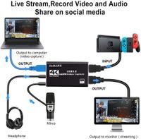 USB 3.0 HDMI 4K Audio/Video Capture Card for Game Recording, Live Streaming, Broadcasting, and Video Conferencing