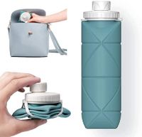 20oz BPA-Free Silicone Travel Water Bottle: Foldable and Leak-Proof Green