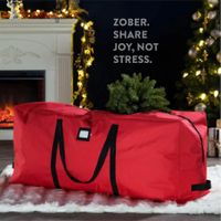 Red Christmas Tree Storage Bag with Durable Handles and Dual Zipper (165 x 38 x 76 CM)