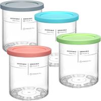 4-Pack Ninja Creami Deluxe Pint & Lid Replacements for NC501 NC500 Series (Blue, Pink, Grey, Green)