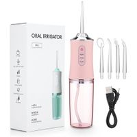 Portable Dental Cleaning Oral Irrigator, USB Rechargeable Water Jet Flosser with 4 Jet Tips, 220ml Capacity, and 3 Cleaning Modes