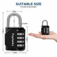 2-Pack 4-Digit Combination Padlock: Durable and Secure for Lockers, Fences, and Toolboxes(Black)