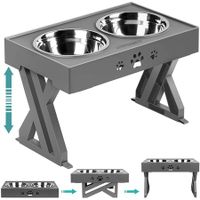 Adjustable Elevated Dog Bowls: Raised Dog Bowl with 2 Stainless Steel 1.5L Food Bowls for Optimal Feeding Height