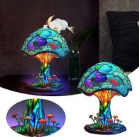 Stained Glass Mushroom Table Lamp, Plant Series Night Light for Living Room, Bedroom, Home, Office