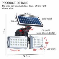 Solar Security Flood Light with Motion Sensor, 42 Bright LEDs, IP65 Waterproof for Garage, Porch, and Yard