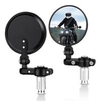 Universal 3" Round Motorcycle Mirrors: Folding Bar End Side Mirrors Compatible with Honda, Yamaha, Kawasaki, and More