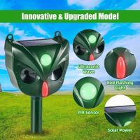 5-Mode Solar Ultrasonic Animal Deterrent Device with Motion Sensor for Gardens, Farms, Yards