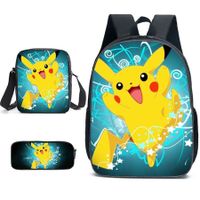 Pokemon Schoolbag Set - Cute Pikachu Backpack, Shoulder Bag, and Pencil Case for Primary Students