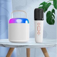 Portable Karaoke Machine with Bluetooth Speaker and Wireless Microphone in White